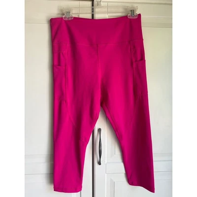 ZYIA Active Capri Leggings Mujer Talla 12 Rosa Caliente Cintura Alta Bolsillos Atléticos Foto 1 de 4