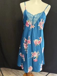 Flora by Flora Nikrooz Annette 2pc Travel Pajama Set - Teal Floral - Size Large - Picture 1 of 9