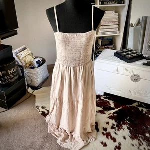 Pretty Garden Tan Tiered Dress Size M Summer Spring Full Length Sleeveless New - Bild 1 von 15