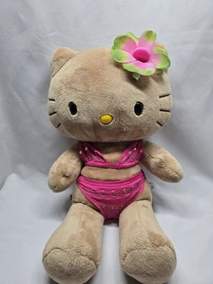 Build a Bear Hawaiian Sun Kissed Tan Hello Kitty Tropical Plush Flower Bow 2010 - Image 1 of 4
