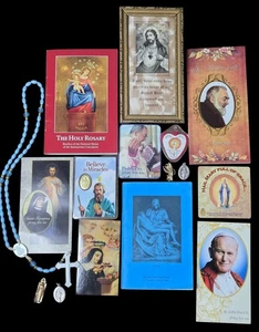 Katholische Andacht Lot Rosenkranz Medaillen Gebetskarten Herz Herz Pater Pio Pieta - Bild 1 von 7