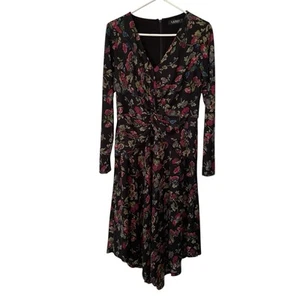 Ralph Lauren Black Label Size 8 Asymmetrical Hem Knotted Waist Floral - Picture 1 of 7