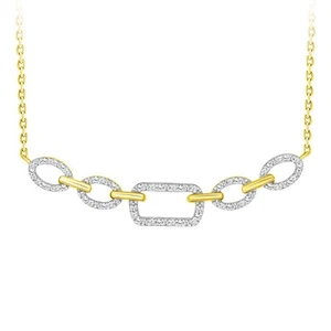 Ladies Necklace 0.15ct Natural Diamond 10k Yellow Gold Necklaces Elegant Link - Picture 1 of 1