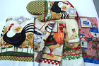 VINTAGE ROOSTER BIRD HOUSE COFFEE KITCHEN HAND DISH TOWELS HOT PAD LOT