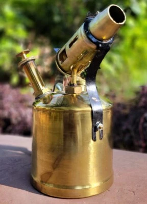 Antique-Style Brass Blow Torch Lamp – Authentic Vintage Reproduction. - Image 1 of 4