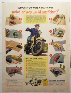 1946 Ethyl Corporation Motorcycle Cop Single Page Magazine Ad - Picture 1 of 2