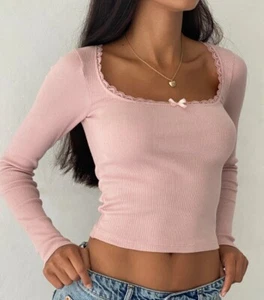 Motel Pink Long Sleeved Tee-shirt Size S - Picture 1 of 3