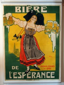 Beer French Lady Vintage Art Classic Bar Pub Print Poster Wall Picture A4 + - Picture 1 of 2