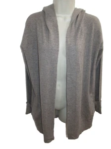 Ellen Tracy 100% Cashmere Brown Hooded Open Front Cardigan with Pockets XS - Picture 1 of 7