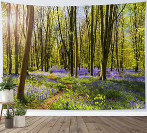 Natur Landschaft Wald Grün Wald Wandteppich für Schlafzimmer Wohnzimmer Schlafsaal - Bild 1 von 13