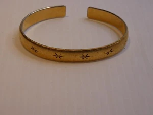 Vintage Monet Cuff Bracelet, Gold Tone, Stars - Picture 1 of 4