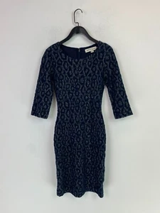 REISS 1971 Blue With Gold Shine Animal Pattern Bodycon Dress Stretch Fitted UK 4 - Picture 1 of 9