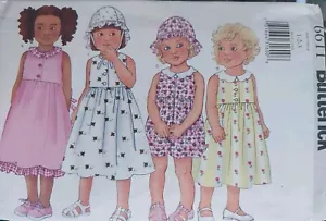 Butterick Sewing Pattern 6611 Toddlers Girls 1-3 Easy Dress Romper and Hat - Picture 1 of 7