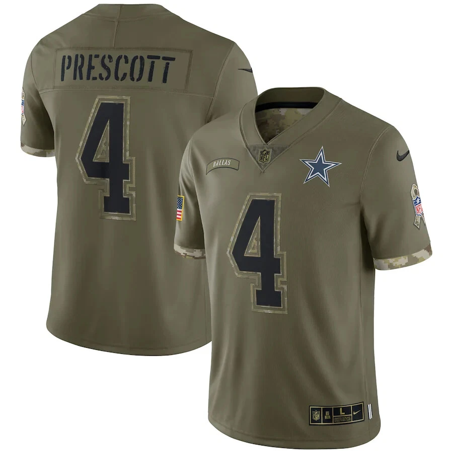 Dallas Cowboys Dak Prescott Nike Salute To Service Limited Jersey Olive XL