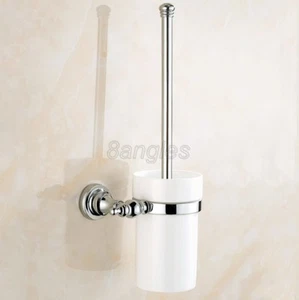 Soportes de cepillos de inodoro de cerámica para montaje en pared de baño cromado pulido 8ba906 - Imagen 1 de 4