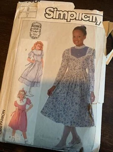 Vestido vintage Simplicity 7401 niñas Gunne Sax yugo en 2 longitudes talla 8 corte - Imagen 1 de 7