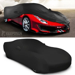 For Ferrari 458 488 Car Cover Stretch Indoor Custom Scratch Dust Proof BLACK - Picture 1 of 12