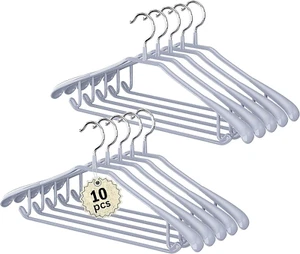 10 Pack Wide Shoulder Hangers, 17.7 Inch Heavy Duty Metal Suit Hangers with Non - Picture 1 of 12