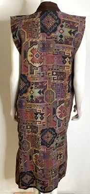 Chaleco Plumero Largo Marrón IKAT M L Borde Geométrico Pana Sin Mangas Foto 1 de 4