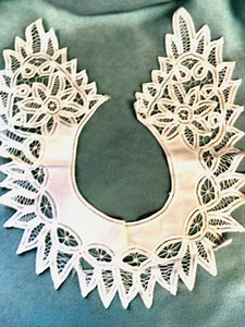 💙 Vintage Handmade White 🍃🌼Battenberg Lace Collar🌼🍃 Mock Collar Lapel~ EXC - Picture 1 of 9