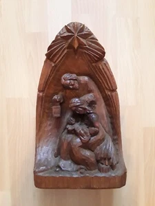 Krippenblock / Heilige Familie / Holz geschnitzt / Religiöse Volkskunst - Bild 1 von 6