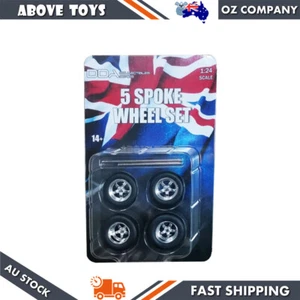 DDA 1:24 5 Spoke Chrome Wheels With Tyres & Axles Suits Holden HQ HJ Ford XW XY - Bild 1 von 1