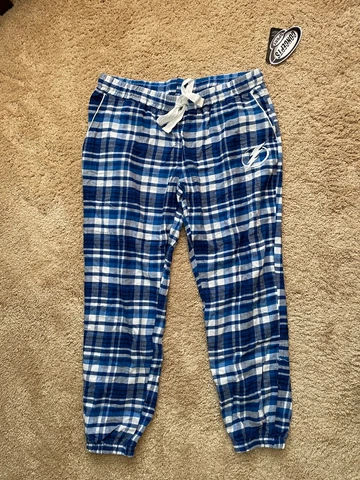 New Concept Sports NHL Women’s TAMPA BAY LIGHTNING Blue Plaid Pants L Cover
