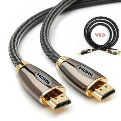 PREMIUM 4K HDMI CABLE 2.0 HIGH SPEED GOLD PLATED BRAIDED LEAD 2160P 3D HDTV UHD - Image 1 of 4