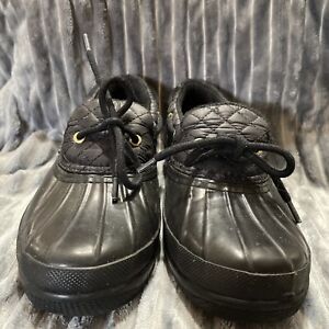 Sperry Top Sider Womens 9777624 Waterproof Black Rubber Duck Shoes Size 8