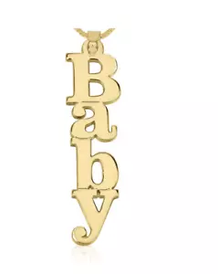 VERTICAL NAME NECKLACE: 14K GOLD, 14K WHITE GOLD - Picture 1 of 2