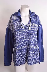 NWT WOMENS VOLCOM LAZEE DAY HOODY $65 S navy solid color sleeves hood - Picture 1 of 4
