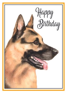 GERMAN SHEPHERD DOG QUALITY GLOSSY BIRTHDAY CARD 8"x6" FREE POST 1ST CLASS - Picture 1 of 2