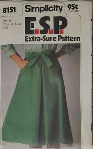 Vtg ESP Extra Sure Pattern 8151. Women's Sizes 8 - 16. Women's back wrap skirt. - Picture 1 of 3