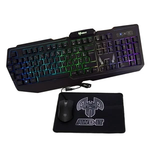 AWD-IT Nebula Gaming 3in1 Bundle Tastatur Maus Mausepad RGB kabelgebunden AZERTY - Bild 1 von 4