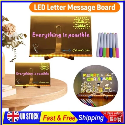 LED Note Board with Night Light & 7 Pens Kids Drawing & Message Board Xmas Gifts - Image 1 of 4