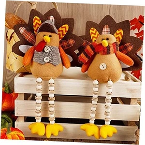 Thanksgiving Decorations Set of 2 Turkeys with Dangling Legs, Mr and Classic - Picture 1 of 7