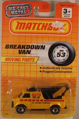 MATCHBOX #53 [Chevy] Breakdown Van, 1990 issue (IMPERFECT PACKAGE) - Image 1 of 4