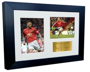 12x8 A4 signiert David Beckham Man Utd Autogramm Foto Bilderrahmen Geschenk Triple G - Bild 1 von 2