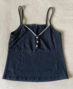 Brandy Melville/John Galt Tiffany canotta a pois bottoni cotone bordo bianco carina - Foto 1 di 8