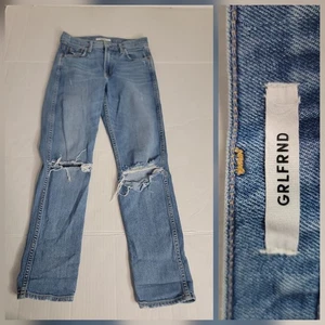 Jeans GRLFRND Naomi taglia 25 petite slim vita alta effetto invecchiato in sopravviverò - Foto 1 di 13