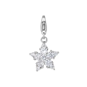 Fei Liu 925 Silver Cubic Zirconia Luminous Star Charm - Picture 1 of 3