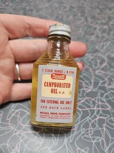 Antique Camphorated Oil Pharmacy Medical Clear Bottle Rexall Drug Company - Picture 1 of 7