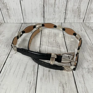 Brighton Vintage Belt Women’s Size M/L (32) Black Leather Silver Hardware - Picture 1 of 4