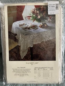 Vintage Elizabeth grau Spitze Tischdecke 70 x 108 länglich 8-10 Sitzplätze Kapazität Elfenbein - Bild 1 von 3
