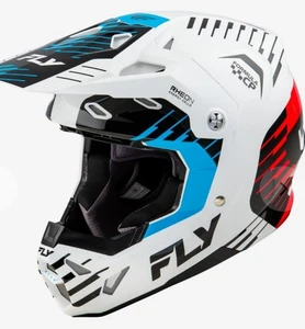 Fly Racing Formula CP Slice White Red Cyan Motocross Dirt Bike Helmet Size M XL - Picture 1 of 15