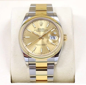New 2025 Rolex Datejust 126203 36MM Champagne 18K Yg Two-Tone Box Papers - Picture 1 of 5
