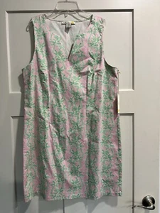 C&C California Cotton Spandex Dress Tropical Palm Tree Beach NWT Size 14 - Picture 1 of 16
