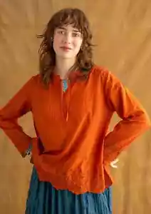 Gudrun Sjoden Birta Tunic Top Artists Smock Blouse Size L 16-18 Orange: 46" Bust - Picture 1 of 5