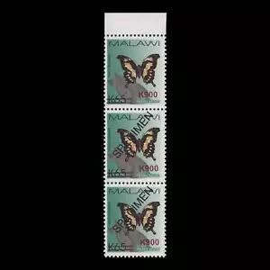 Malawi 2018 (MNH) K900/K65 Papilio Pelodorus strip with SPECIMEN overprint on tw - Picture 1 of 1