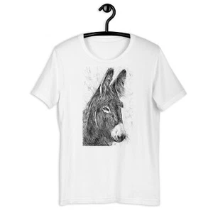 Camiseta UNISEX - DONKEY lápiz retrato .3 - camiseta camisa cabeza de caballo oreja ropa - Imagen 1 de 6